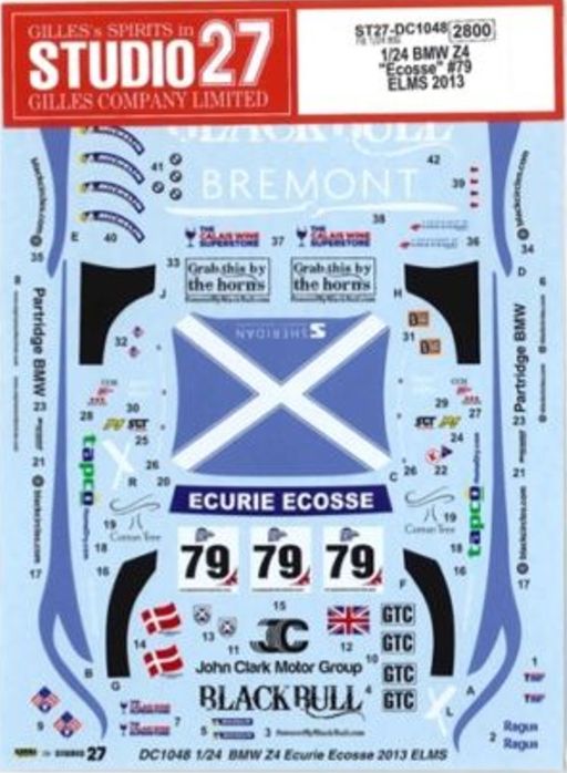 1:24 BMW Z4 GT3 - Ecosse No.79 ELMS 2013 Decals Set (for Fujimi Kits)