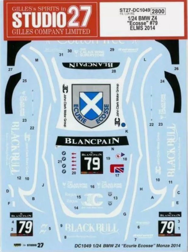 1:24 BMW Z4 - Ecosse No.79 ELMS 2014 Decals Set (for Fujimi Kits)