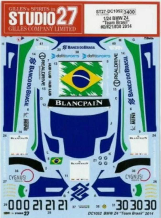 1:24 BMW Z4 - Team Brasil 2014 Decals Set (for Fujimi Kits)