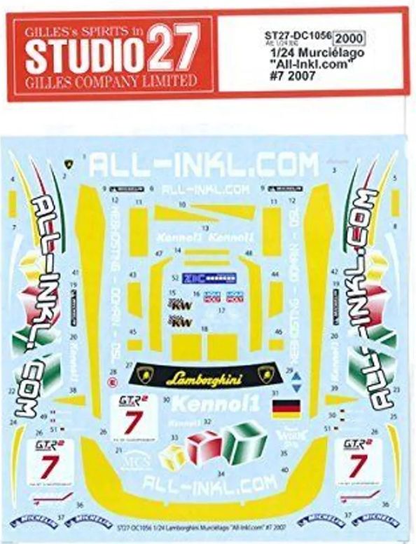1:24 Lamborghini Murcielago - All-Inkl.com 2007 Decals Set (for Aoshima Kits)
