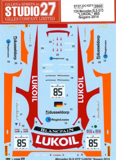 1:24 Mercedes SLS GT3 - Lukoil Nogaro 2014 Decals Set (for Fujimi Kits)