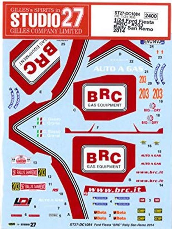 1:24 Ford Fiesta - BRC Rally San Remo 2014 Decals Set (for Belkits Kits)