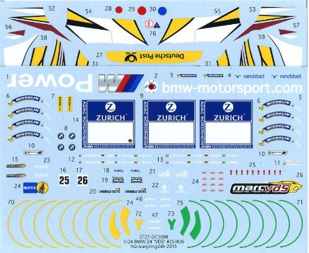 1:24 BMW Z4 GT3 - VDS No.25/26 Nurburgring 24h 2015 Decals Set (for Fujimi Kits)