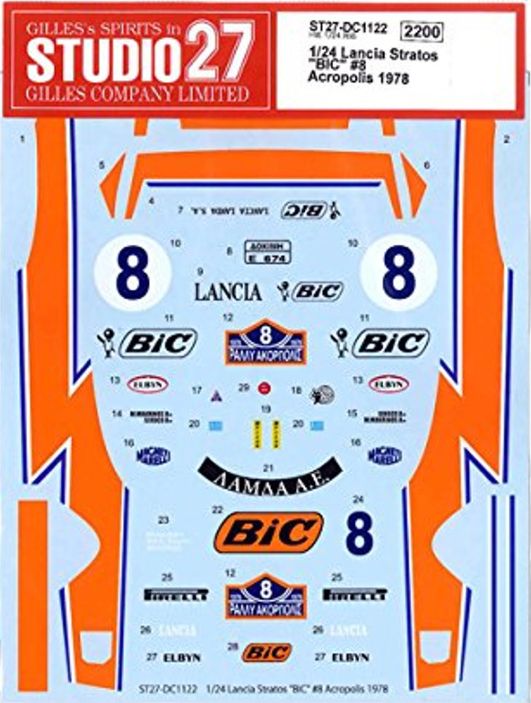 1:24 Lancia Super Delta - BIC Acropolis 1978 Decals Set