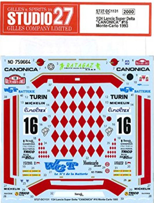 1:24 Lancia Super Delta - Canonica Monte Carlo 1993 Decals Set