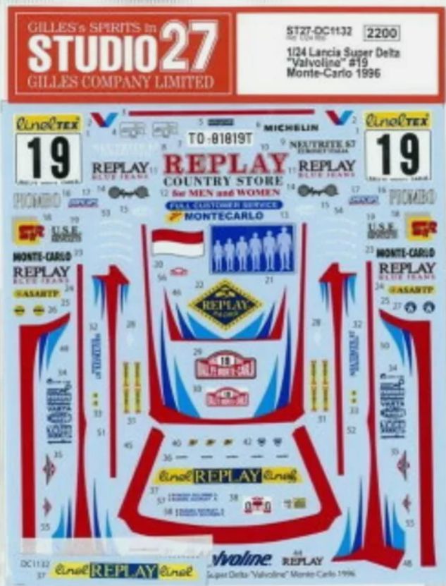 1:24 Lancia Super Delta - Valvoline Monte Carlo 1996 Decals Set