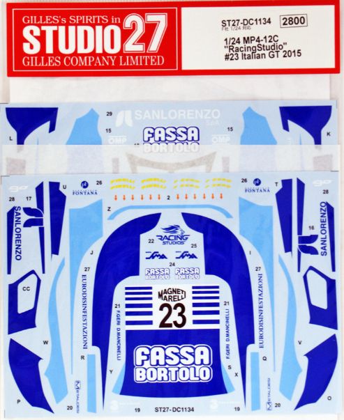 1:24 McLaren MP4/12C - Racing Studio Italian GT 2015 Decals Set (for Fujimi Kits)