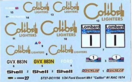 1:24 Ford Escort Mk.I RS1600 - Calibri RAC 1974 Decals Set (for Revell Kits)