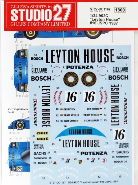 1:24 Porsche 962C - Leyton House JSPC 1987 Decals Set (for Hasegawa Kits)