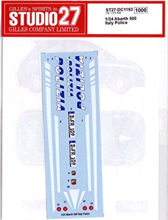 1:24 Fiat Abarth 500 - Italian Police Decals Set (for Fujimi Kits)