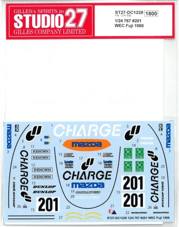 1:24 Mazda 767 - Fuji 1988 Decals Set (for Hasegawa Kits)