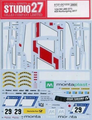1:24 Audi R8 LMS GT3 - Nurburgring 2017 Decals Set (for NuNu Kits)