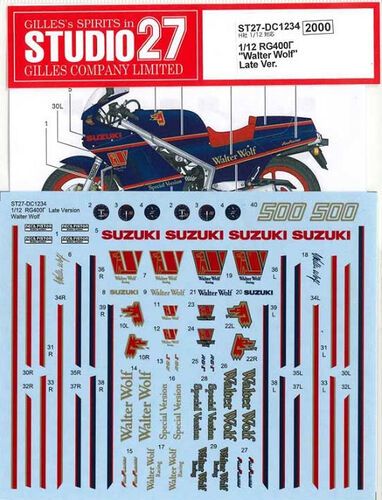 1:12 Suzuki RG400 - Walter Wolf Late Version Decals Set (for Hasegawa Kits)