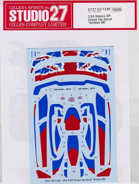1:24 McLaren Senna XP - Dress Up British No.8 Decals Set (for Tamiya Kits)