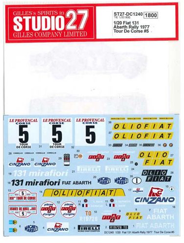 1:20 Fiat 131 Abarth - Rally Tour De Corse 1977 Decals Set (for Tamiya Kits)