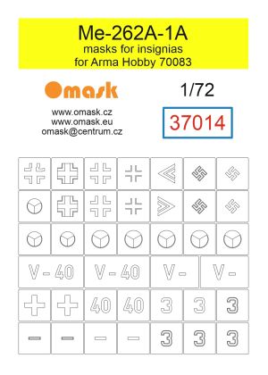 1:72 Me-262A-1A masks for insignias (for Arma Hobby 70083)