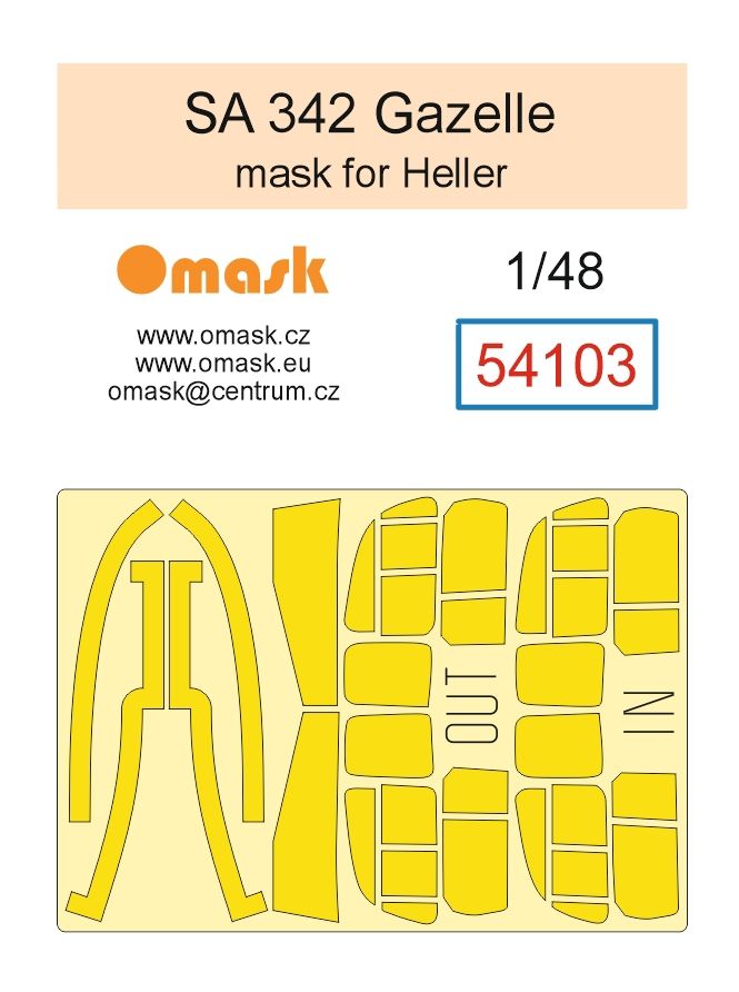 1:48 SA 342 Gazelle mask (for Heller)