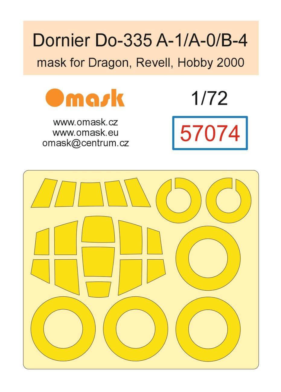 1:72 Dornier Do-335 A-1/A-0/B-4 mask (for Dragon, Revell, Hobby 2000)