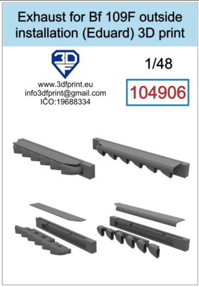 1:48 exhaust for Bf 109F (Eduard) outside installation