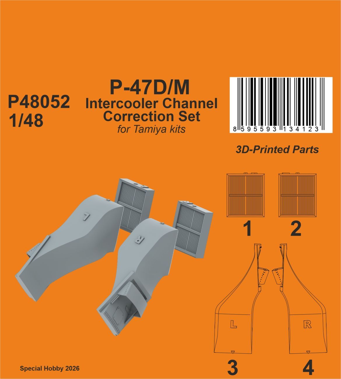 1:48 P-47D/M Intercooler Channel Correction Set for Tamiya kits