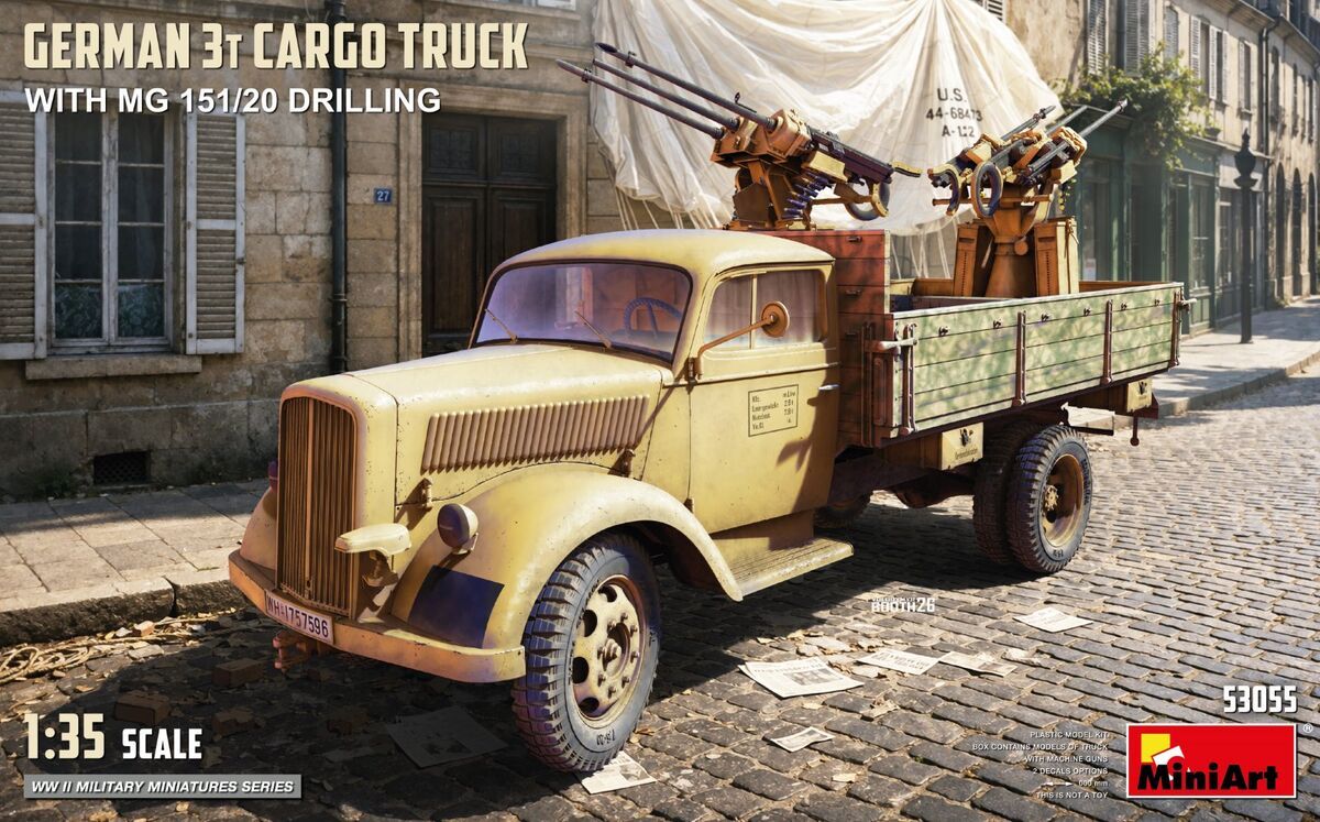 1:35 German 3t Cargo Truck with MG 151/20 Drilling