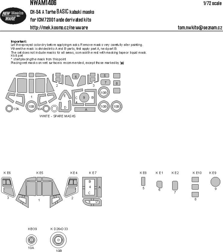 1:72 Sikorsky CH-54 A - BASIC Kabuki Masks (for ICM 72001 Kit)