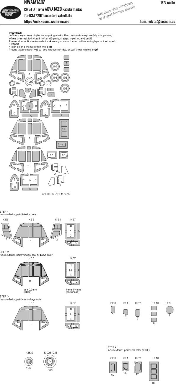 1:72 Sikorsky CH-54 A - ADVANCED Kabuki Masks (for ICM 72001 Kit)