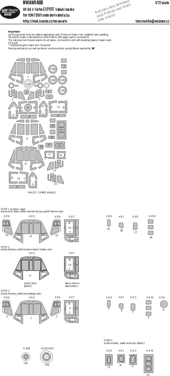 1:72 Sikorsky CH-54 A - EXPERT Kabuki Masks (for ICM 72001 Kit)