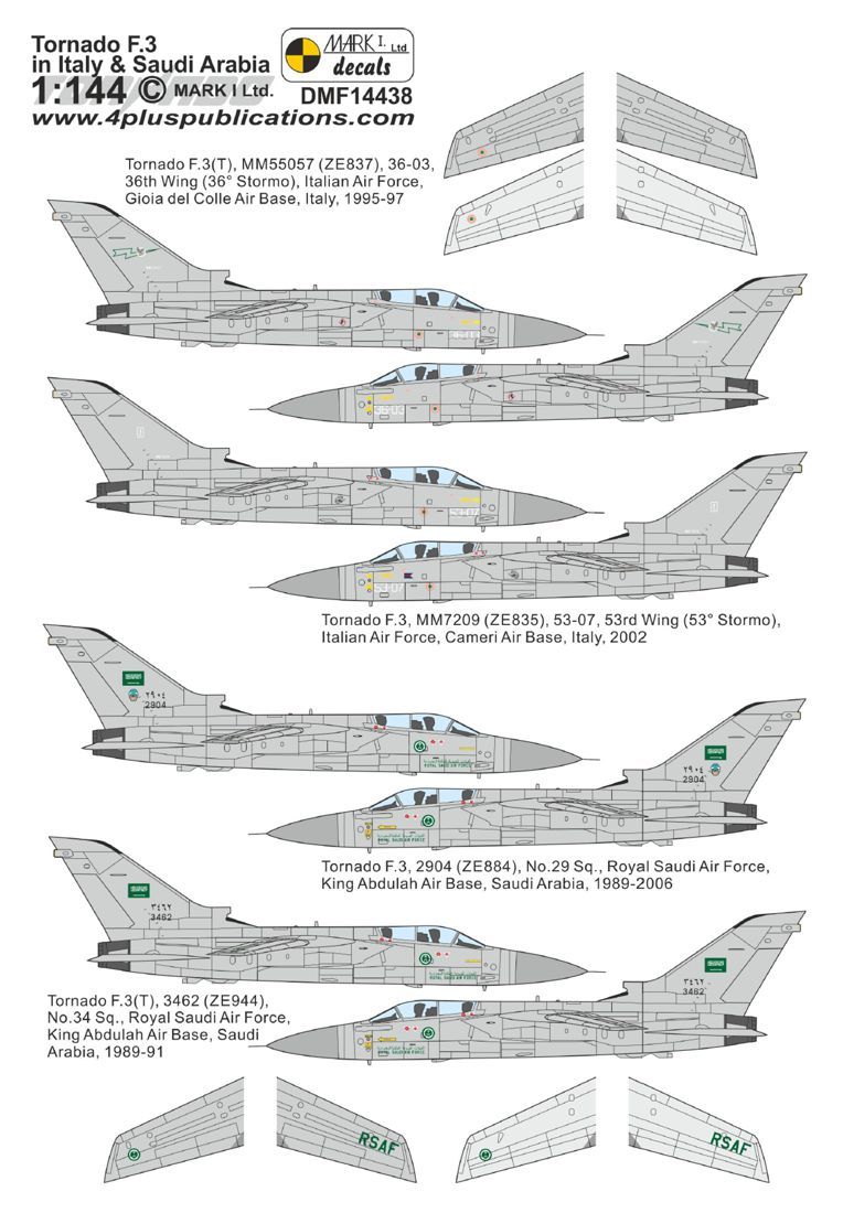 1:144 Panavia Tornado F.3 in Italian & Saudi Arabian AF for Dragon / Revell F.3 kits