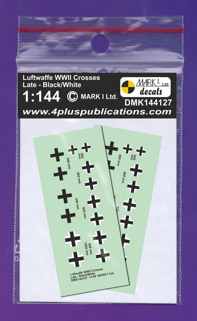 1:144 Luftwaffe WWII Crosses (Balkenkreuz), late type – Black/White
