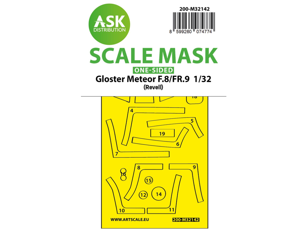 1:32 Gloster Meteor F.8/FR9 one-sided fit express mask for Revell