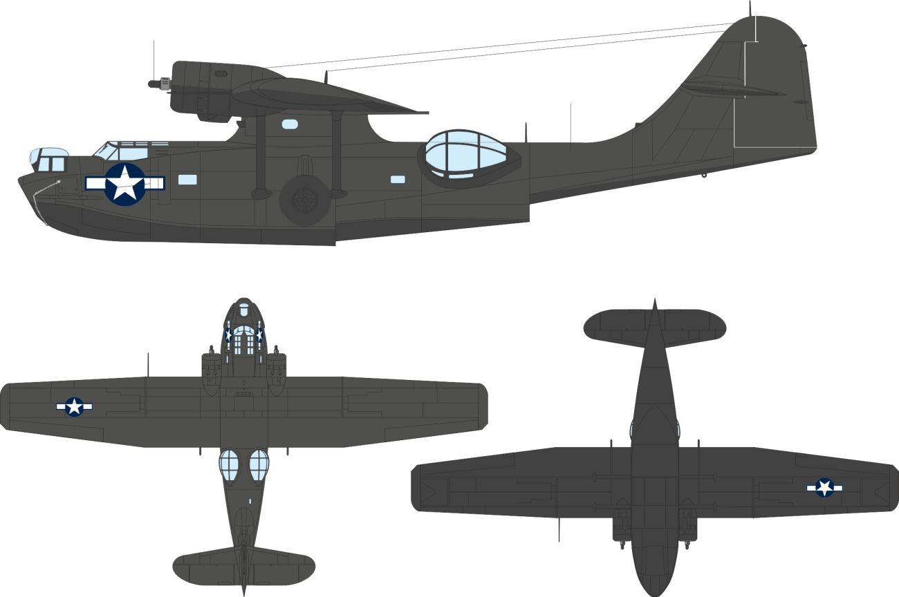 1:48 PBY-5A Catalina - US National Insignia Masks Set / Stars & Bars (for Eduard and Revell Kits)