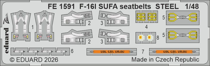 1:48 F-16I Sufa - Steel Seatbelts Zoom Set (for Kinetic Gold Edition Kits)