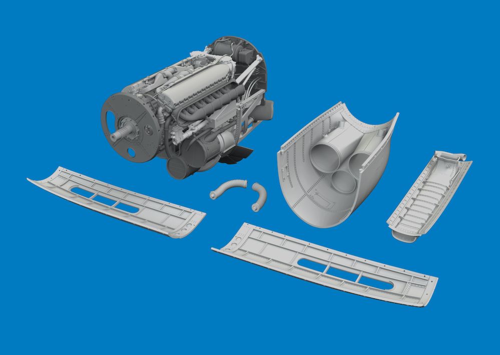1:48 P-40 K - Engine Set (for Eduard Kits / 3D-Printed)