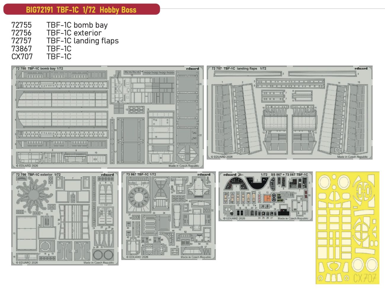 1:72 Grumman TBF-1C Avenger Big Ed Set (for Hobby Boss Kits)