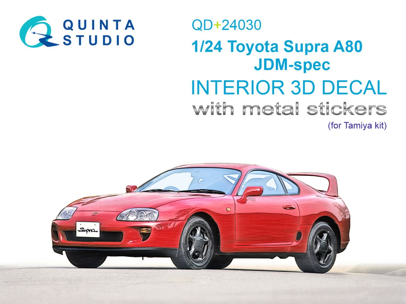 1:24 Toyota Supra A80 JDM-spec 3D-Printed & coloured Interior on decal paper (Tamiya) (with metal sticker parts)