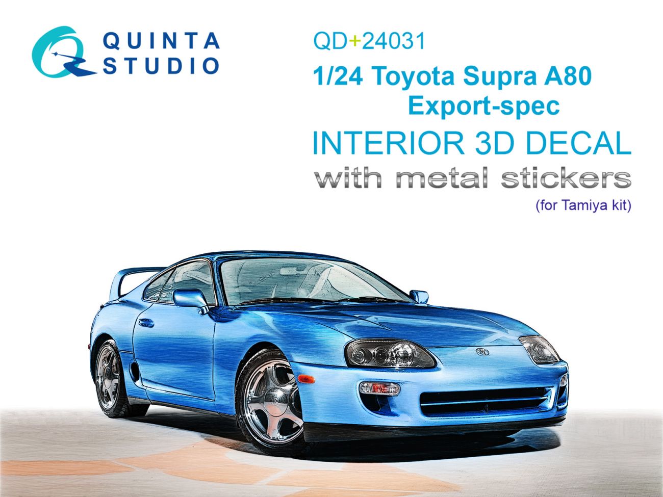 1:24 Toyota Supra A80 Export-spec 3D-Printed & coloured Interior on decal paper (Tamiya) (with metal sticker parts)