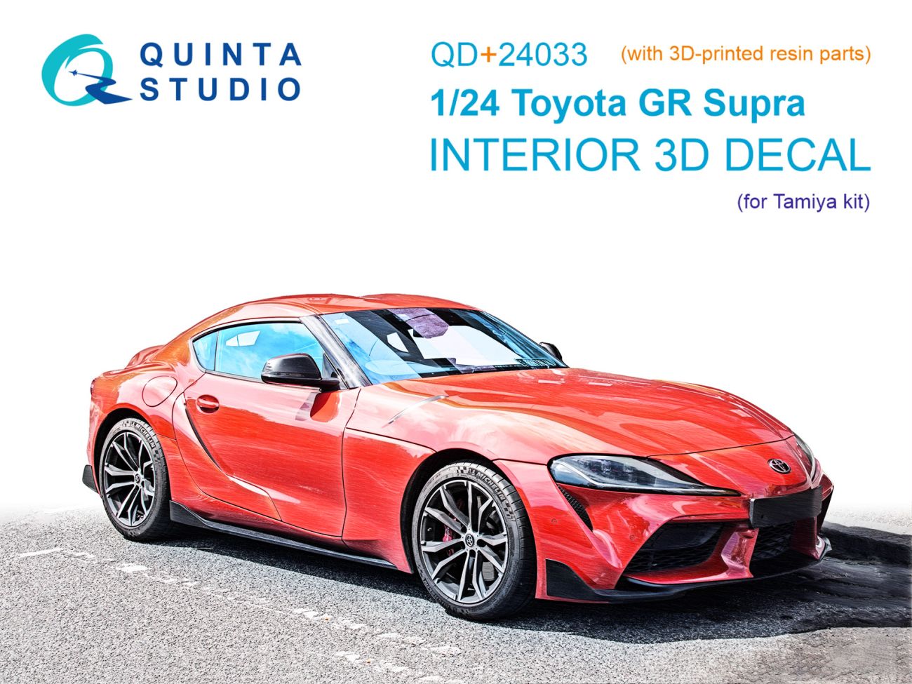 1:24 Toyota GR Supra Custom 3D-Printed & coloured Interior on decal paper (Tamiya) (with 3D-printed resin parts)