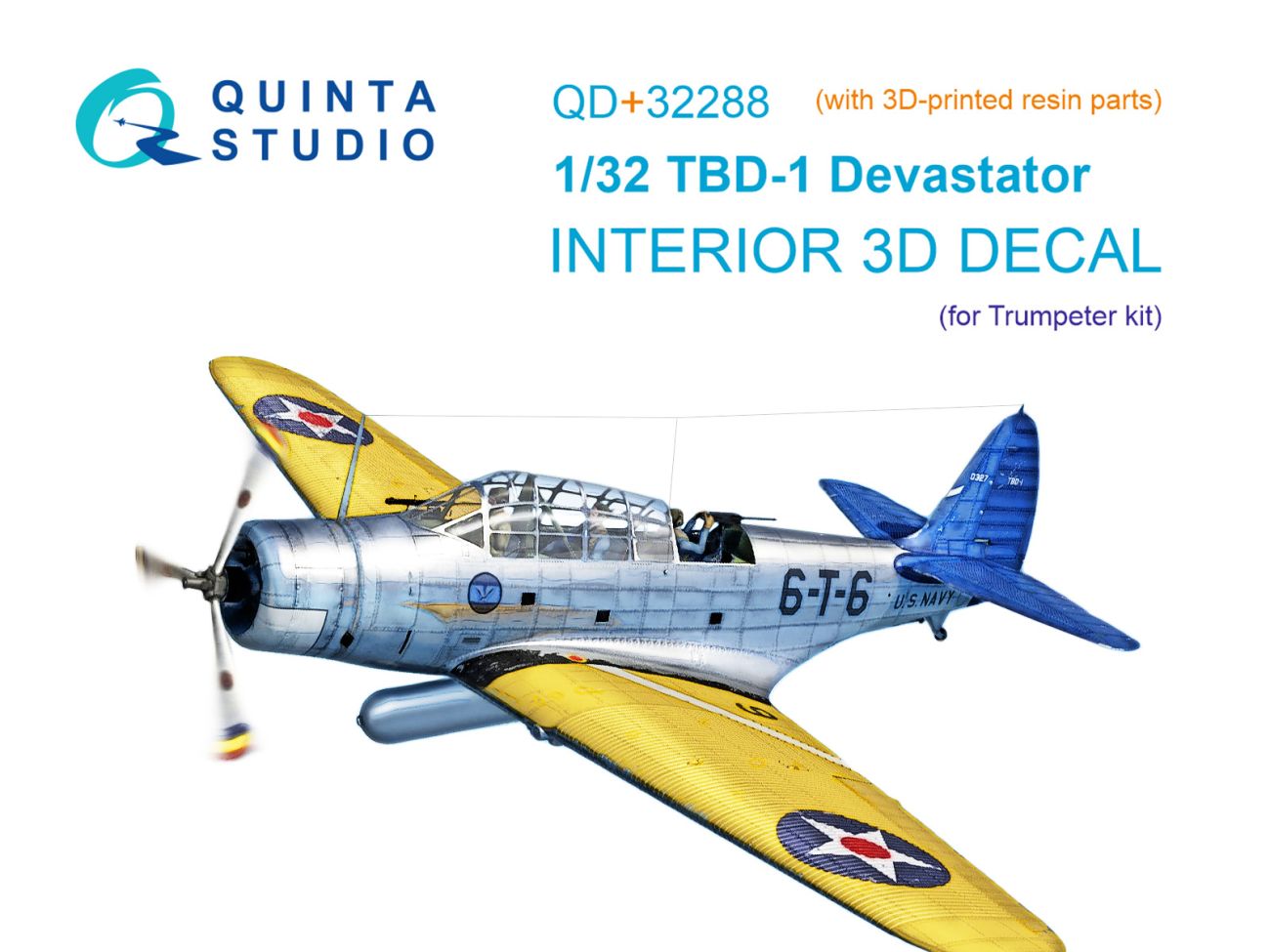 1:32 TBD-1 Devastator 3D-Printed & coloured Interior on decal paper (Trumpeter) (with 3D-printed resin parts)