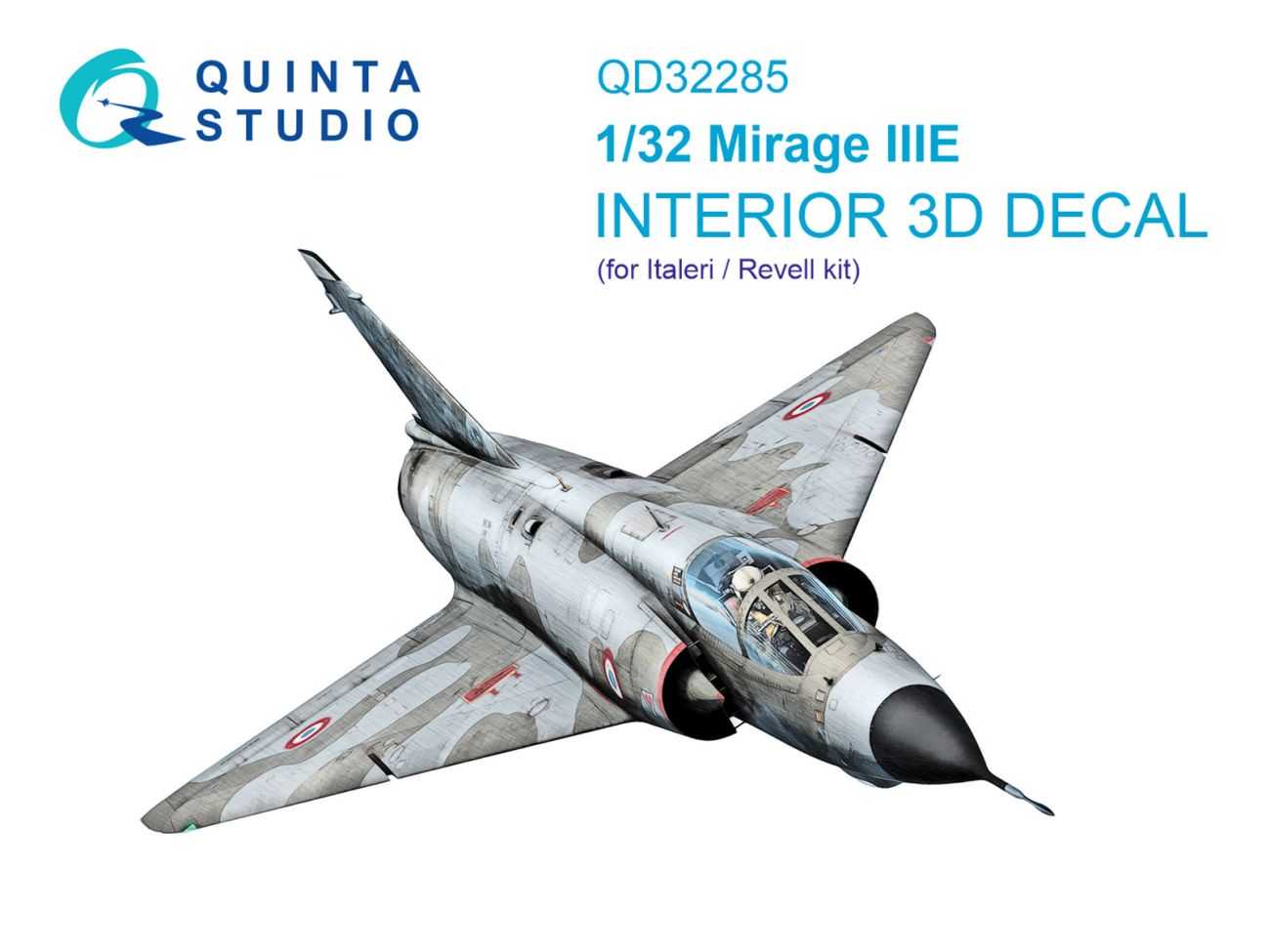 1:32 Dassault Mirage IIIE 3D-Printed & coloured Interior on decal paper (Italeri/Revell)