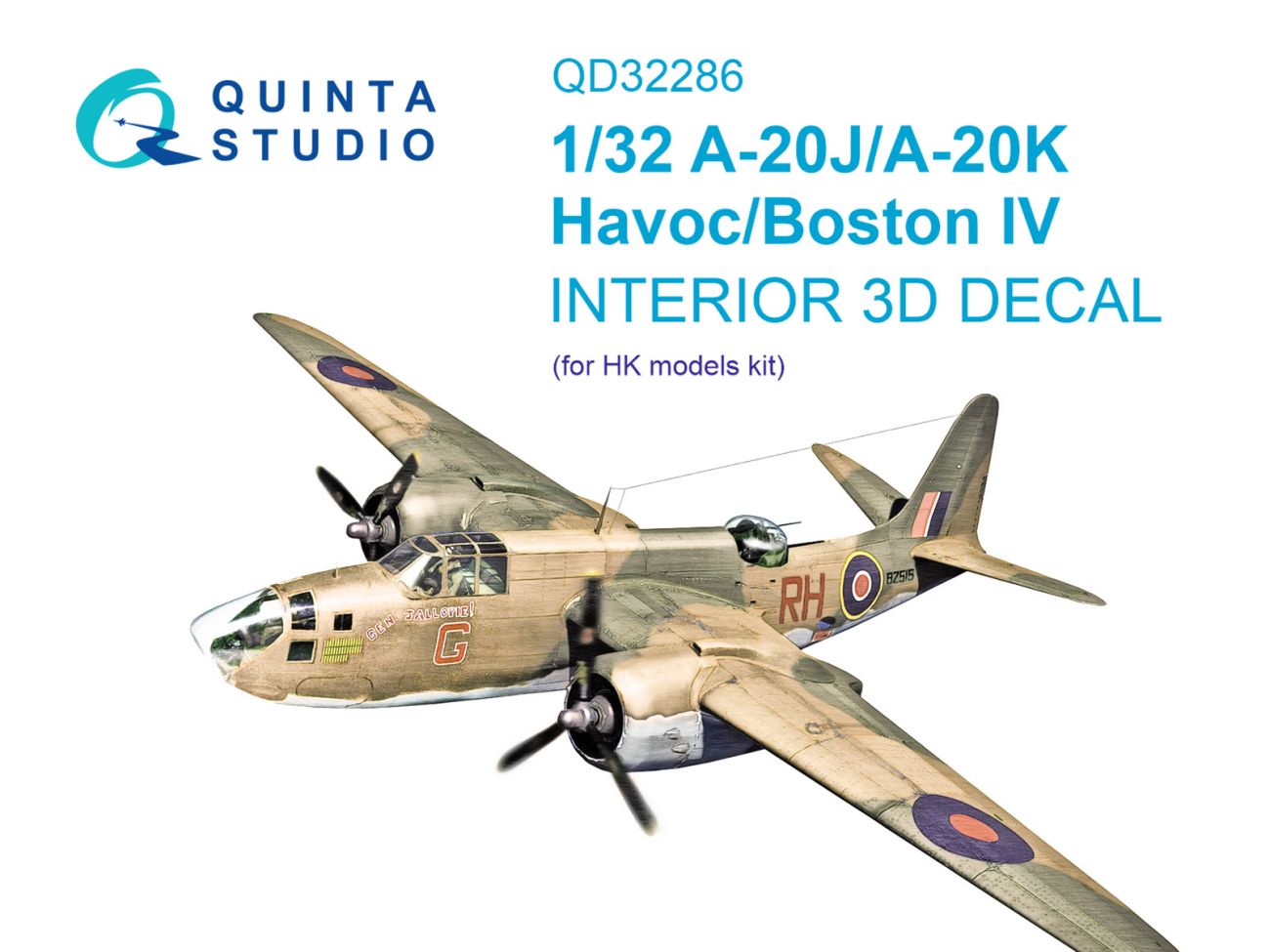 1:32 A-20J/A-20K Havoc / Boston IV 3D-Printed & coloured Interior on decal paper (HK models)