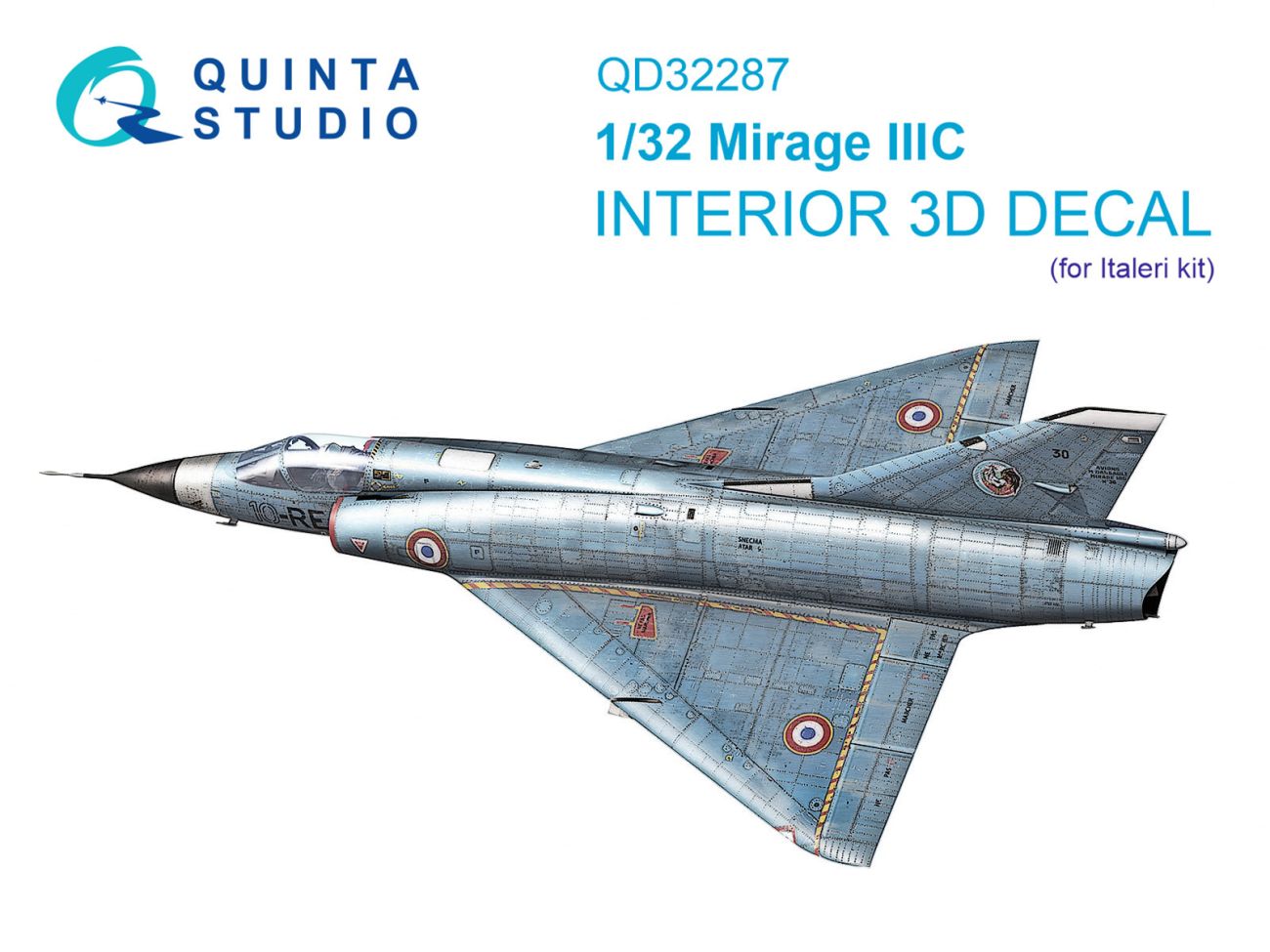 1:32 Dassault Mirage IIIC 3D-Printed & coloured Interior on decal paper (Italeri)