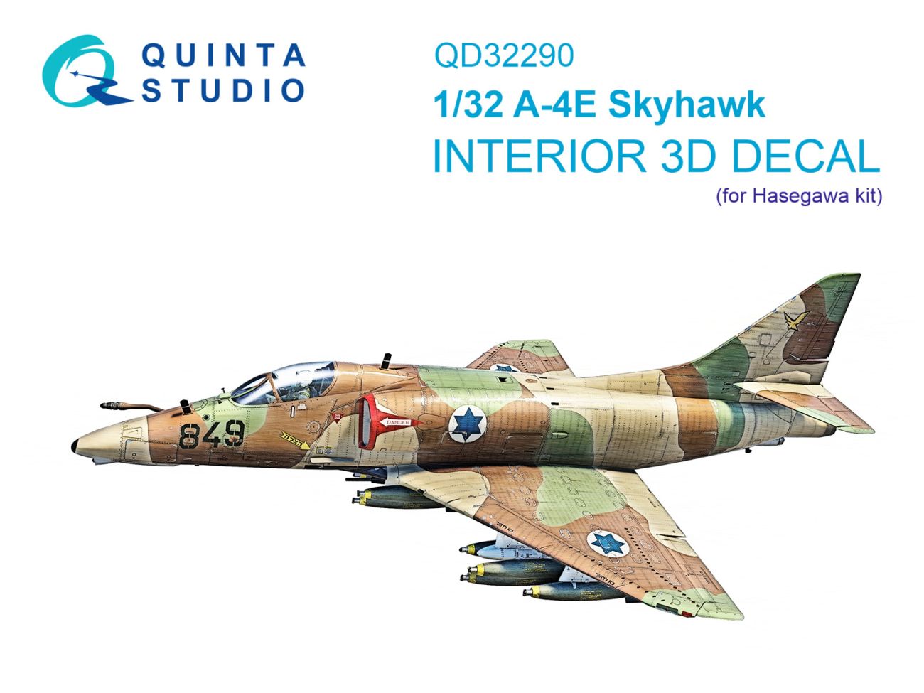 1:32 A-4E Skyhawk 3D-Printed & coloured Interior on decal paper (Hasegawa)