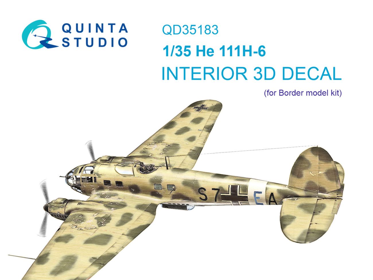 1:35 He 111H-6 3D-Printed & coloured Interior on decal paper (Border Model)