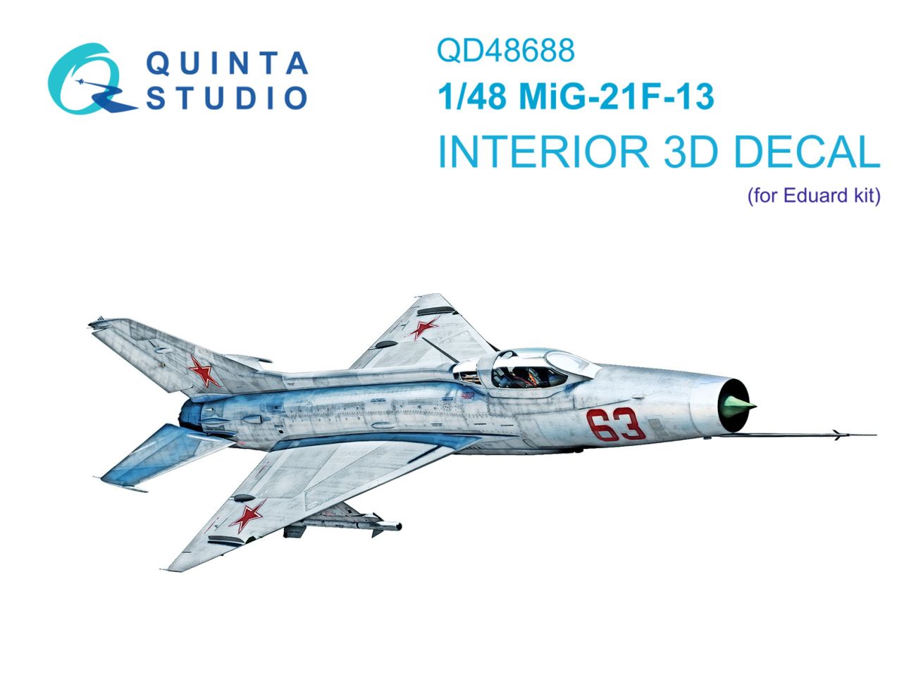 1:48 MiG-21F-13 3D-Printed & coloured Interior on decal paper (Eduard)