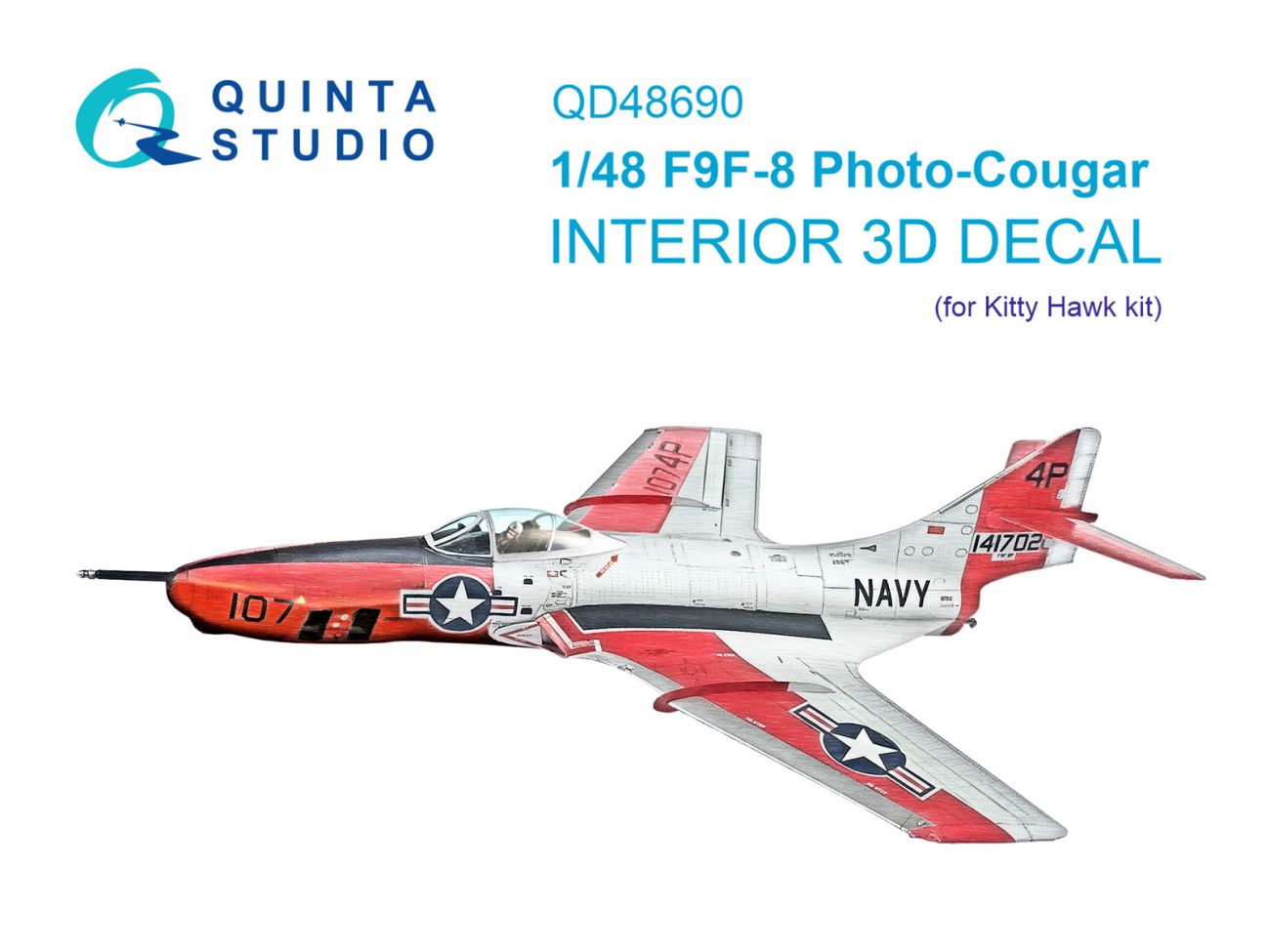 1:48 F9F-8P Photo-Cougar 3D-Printed & coloured Interior on decal paper (Kitty Hawk)