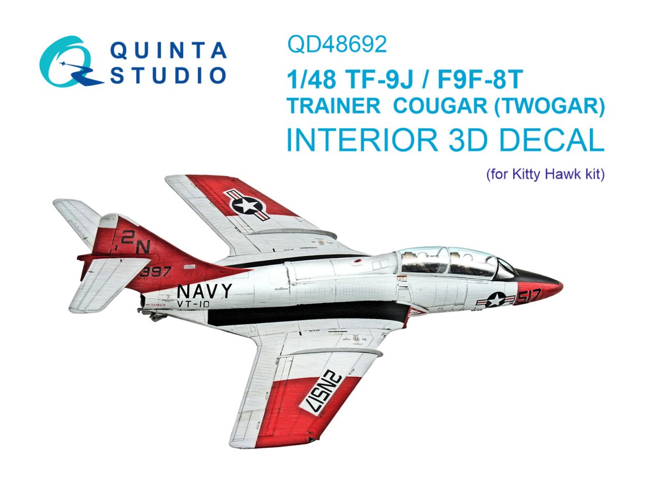 1:48 TF-9J/F9F-8T Twin Cougar/Twogar 3D-Printed & coloured Interior on decal paper (Kitty Hawk)