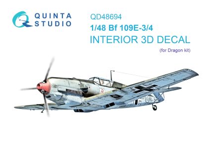 1:48 Bf 109E-3/E-4 3D-Printed & coloured Interior on decal paper (Dragon)