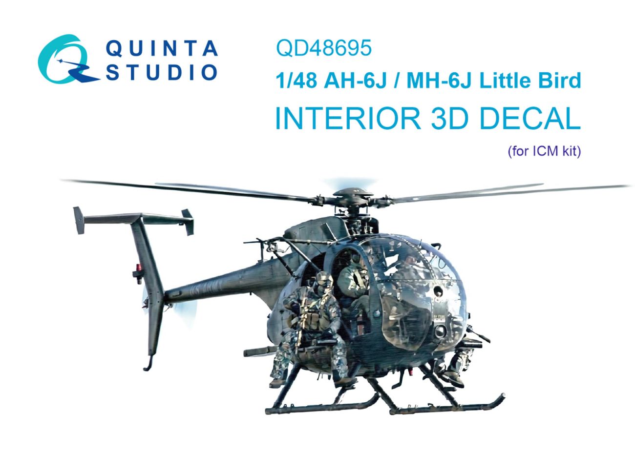 1:48 AH-6J/MH-6J Little Bird 3D-Printed & coloured Interior on decal paper (ICM)