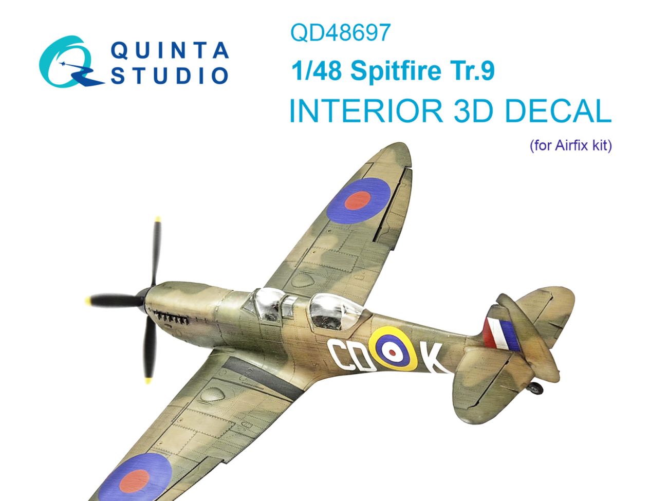 1:48 Supermarine Spitfire Tr.9 3D-Printed & coloured Interior on decal paper (Airfix)